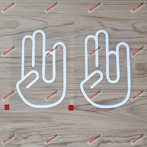 Image of (2) 4'' Shocker Hand Gesture Decal Sticker Car Vinyl die Cut no bkgrd White sda1