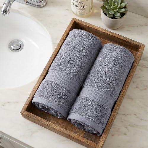 Image of MYTRIDENT Hand Towel | Urban Comfort | Quick Drying | Travel Friendly | for Men /Women | 2 Pc Hand Towel (40 cm x 60 cm) | 100% Cotton 450 GSM - Charcoal