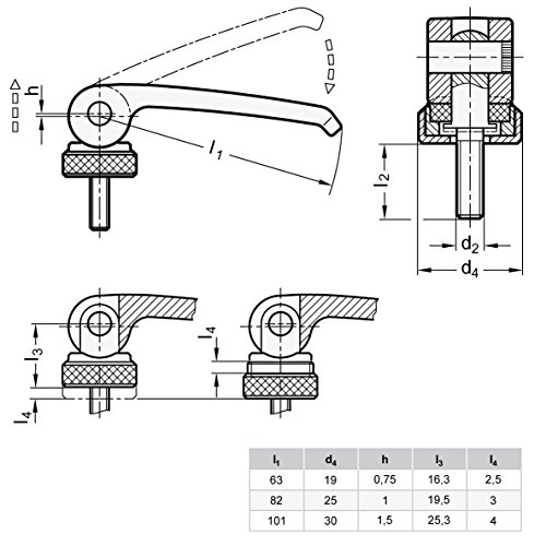 Image of Ganter Standard Elements - Eccentric Clamps with Screw (Pack of 1, Black, GN 927 (M8 60 /A /B