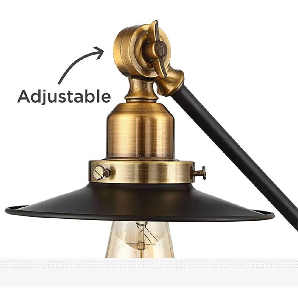 Lampe de bureau réglable industrielle avec interrupteur marche/arrêt bras oscillant lampe de lecture de chevet lampe de table pliante utilisée pour le travail de bureau de chambre à coucher, l'étude,