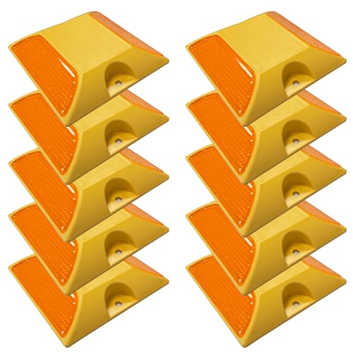 Road Reflectors 4x4 Inch 30 Packs Commercial-Grade Reflective Driveway Markers High-Visibility Pavement Studs for Streets Speed Bumps Parking Lots Sidewalks Bike Paths(Yellow) (30)