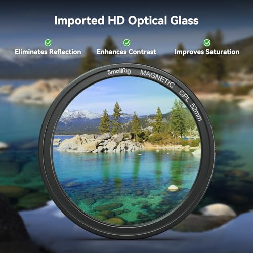 Image of SmallRig 52mm Magnetic Circular Polarizers Filter Kit (Magnetic Polarizing Filter + Universal Magnetic Filter Ring), HD Optical Glass Circular Magnetic CPL Polarizing Filter Kit for Phone - 4389