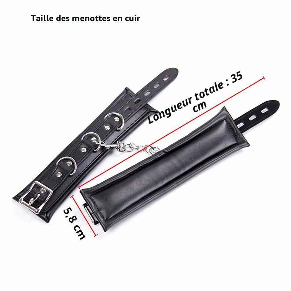 Hanyi Lot de 2 menottes et menottes en cuir noir rembourré pour homme et femme