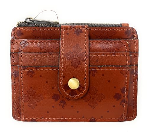 Patricia Nash Leather Cassis ID Card Case Wallet Tan Signature Print
