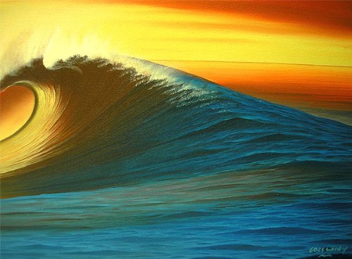 Amazon.co.jp: バリアート絵画 LL 横 『Big Wave in Sunset』 Windy