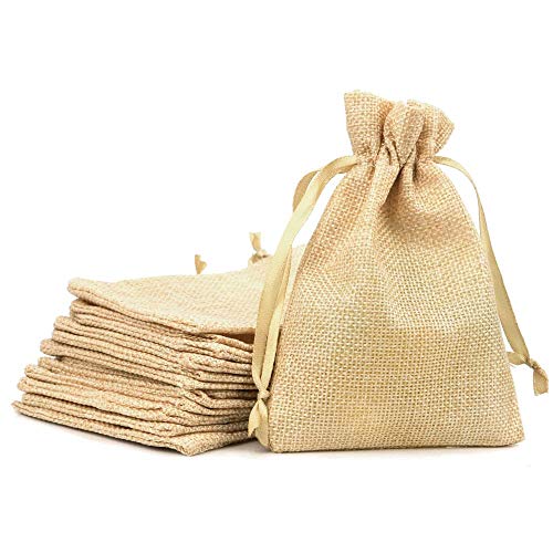 Ruby 50pcs Bolsas De Yute,Bolsas De Tela PequeñAs,Lino Para Fiesta Matrimonio Boda Decoracion Amarillo,Fiestas, Bricolaje Manualidades, 10 X 14cm/50pcs(10 x 14cm/50pcs Beige)