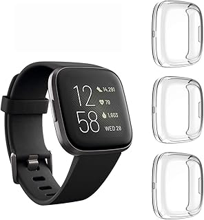 Suoman 3-Pack Compatible with Fitbit Versa 2 Screen Protector Case, Soft Plated TPU All-Around Protective Bumper Cover for Fitbit Versa 2 Smartwatch (Not Fit for Other Models) - Clear+Clear+Clear