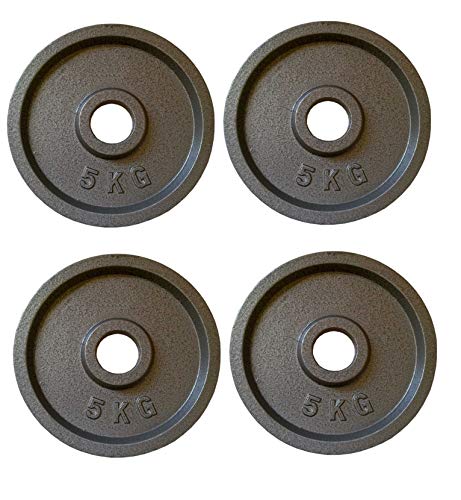 IRIS Fitness Standard 1 Inch / 25 mm Cast Iron Black Weight Disc Plates for Home, Gym, Fitness, Exercise, Workout, Fat Loss, Weight Lifting (5 kg x 4 Pcs)