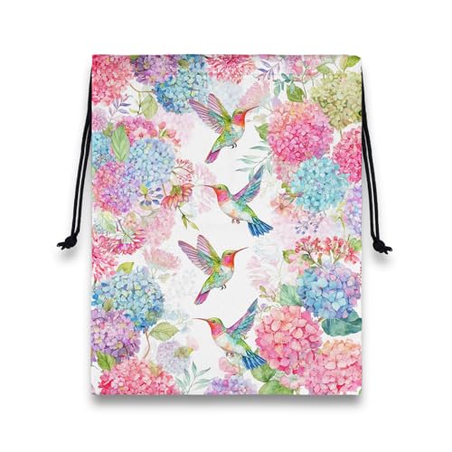 Image of Hummingbird Gymnastics Grip Bag Hydrangea Waterproof String Bag for Gym