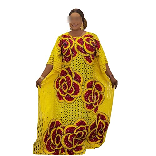 Robe de soirée africaine ensemble 2 pièces jaune fluide et infroissable - 5