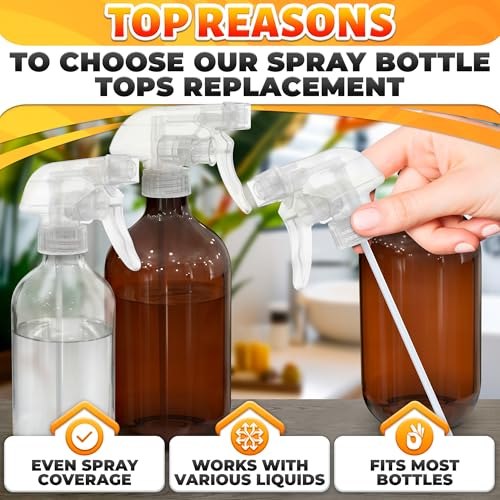 Image of 4 Pack Spray Bottle Nozzle Replacement - Adjustable Length Mist & Stream Spray Tops for Bottles 8 Oz & 16 Oz Bottle, Durable Trigger Sprayer Nozzles for Cleaning, Gardening, Salon and Home Use