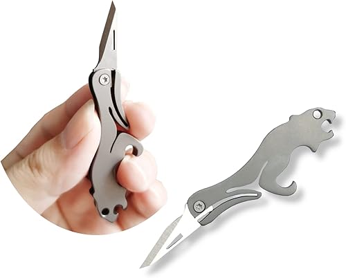 Multifunción Mini Pocket Plegable Kinife,TC4 Titanium Leopard knife