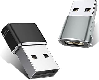 USB C Female to USB Male Adapter 2-Pack,Type A Port Charger Cable Converter Compatible with iPhone12 Mini Pro Max,Samsung Galaxy Note 10 S20,for Laptops, Power Banks, Chargers,etc, Black+Gray