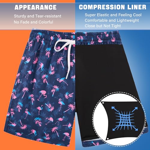 swimsobo Boys Swim Trunks for 5-16 Years Compression Liner Swimsuit Shorts Swimwear Boxer Bathing Suit - Image 3
