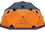 QualyQualy Ice Fishing Tent with Floor, 8-10 Person Insulated Tent Ice Fishing Shelter, 147 Square Feet Pop-Up Ice Shanty with Stove Jack, Winter Windproof Ice Shack Hut with Carrying Bag(Orange)
