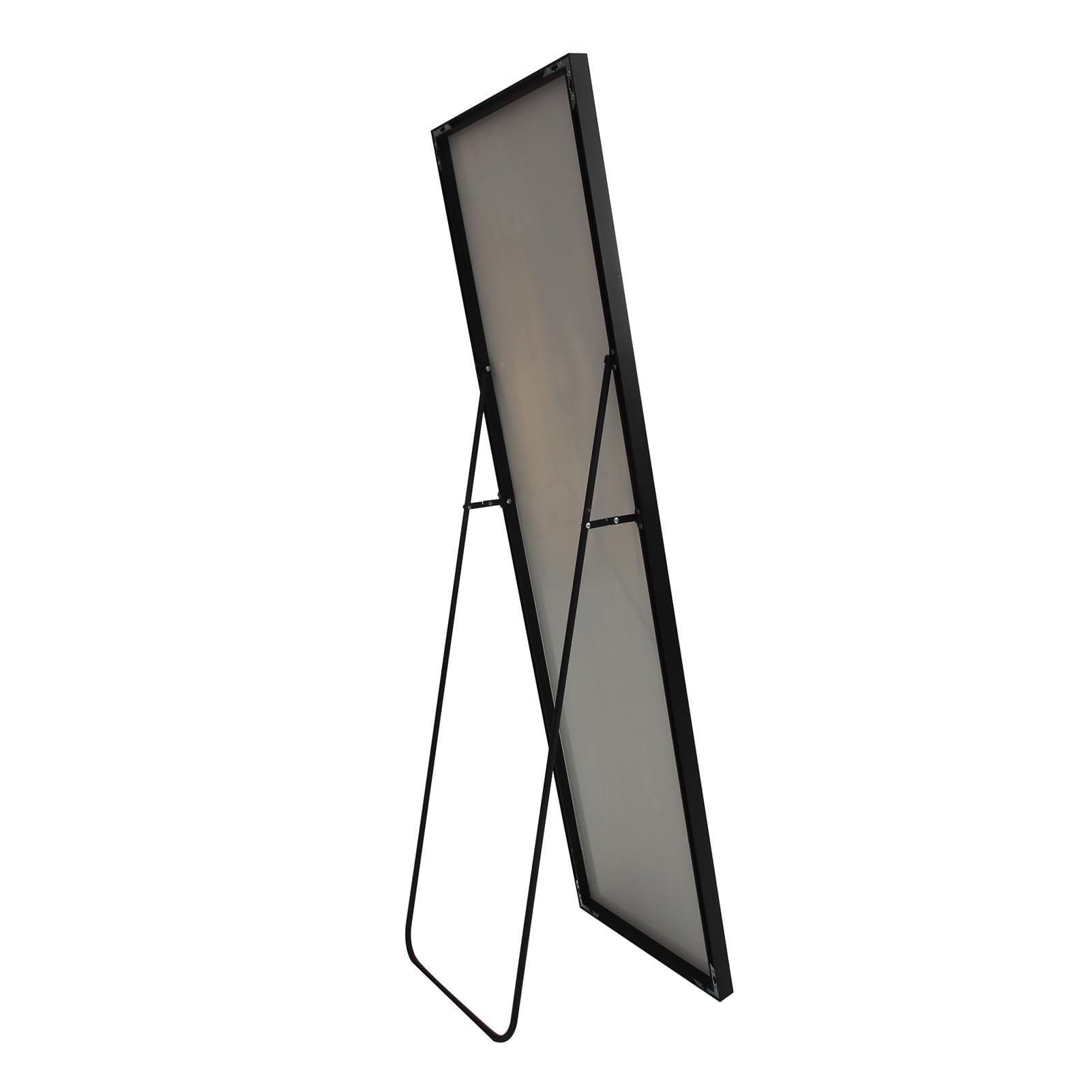Specchio Pieno Lunghezza 162 x 53 cm, Grande Specchio da Pavimento Rettangolare da Appendere o Inclinare, Telaio in Lega di Alluminio Nero, Specchi su Piede per Soggiorno Camera