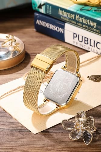 Image of London Fog Hampstead Collection Chronograph Watch for Men with Square Dial, Luminous Hands & Hour Markers, Date Display & Mesh Metal Strap - LFM10007