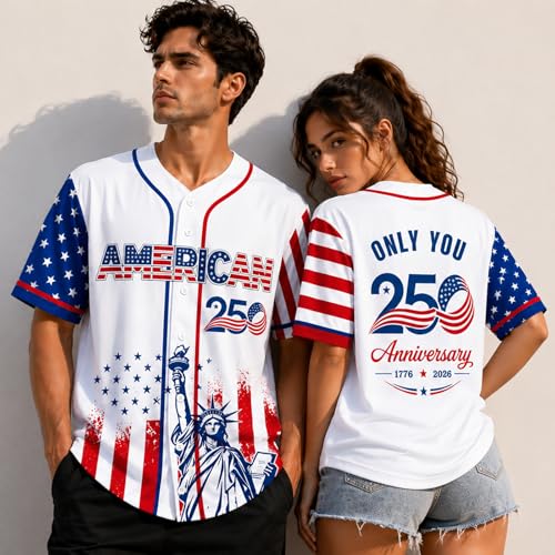 Jersey de béisbol personalizado por el 250 aniversario americano, con nombre personalizado, camiseta gráfica patriótica USA miniatura 2