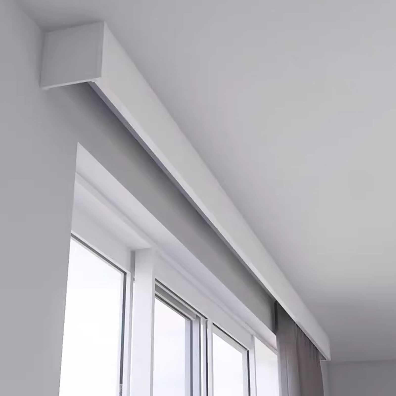 SFNIOKFG Ceiling Curtain Track Box Valance, Aluminum Alloy Curtain Pelmet Panel, Straight Curtain Rail Rod for Balcony Office, Home Decor Curtain Pole Cover(White,240cm/7.9ft)