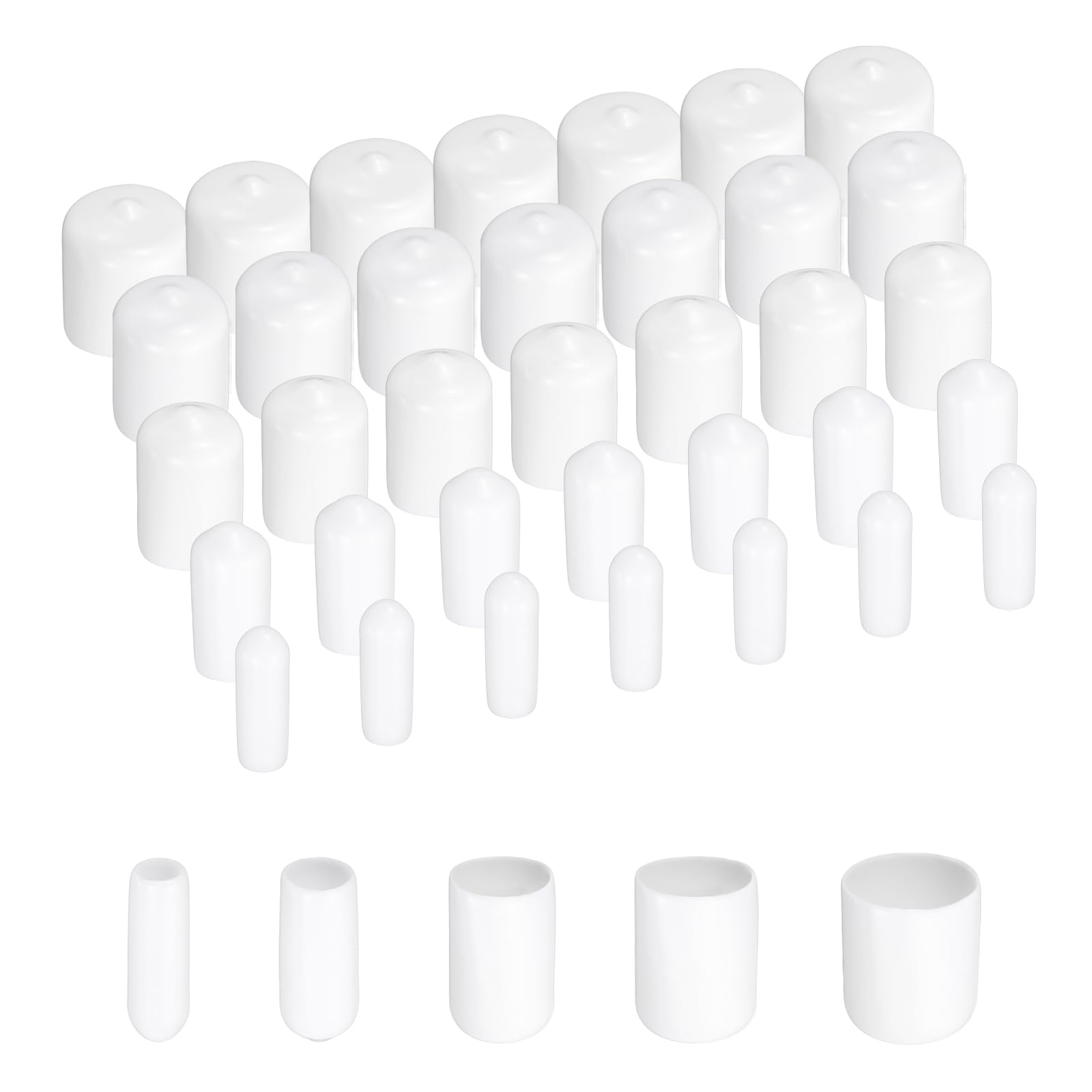 sourcing map 100pcs Round Rubber End Caps Protective Caps 1/8" 1/4" 1/2" 3/4" 1" White Screw Thread Protectors