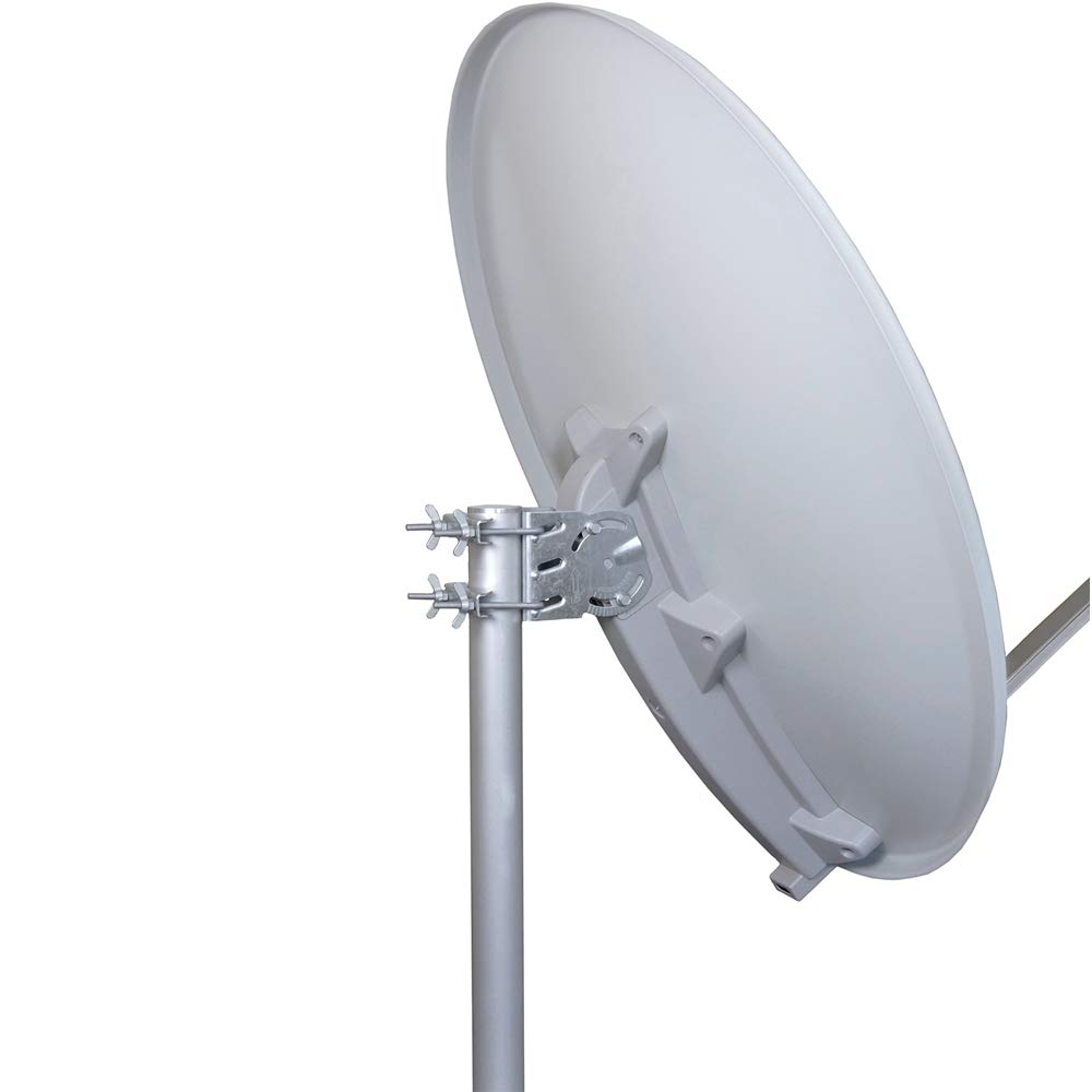 WISI Orbit Line antena offsetowa OA10A w kolorze jasnoszarym – reflektor 100 cm z uchwytem LNB 40 mm, ramieniem sprężynowym i obejmami do masztu – kompletna antena satelitarna z akcesoriami montażowymi