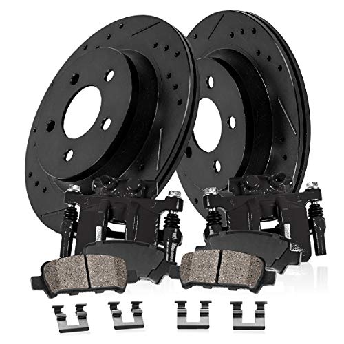 Callahan CCK02302 FRONT Powder Coated Black [2] Calipers + [2] Black Rotors + [4] Ceramic Brake Pads