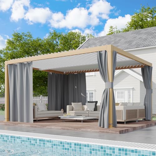 YOLENY 10\' x 12\' Gazebo Universal Replacement Privacy Curtain, Outdoor 4-Panels Sidewall Curtains with Zipper, Hooks and Rings Included for Garden, Backyard and Patio (Gray, for 10\'x12\' Gazebo)