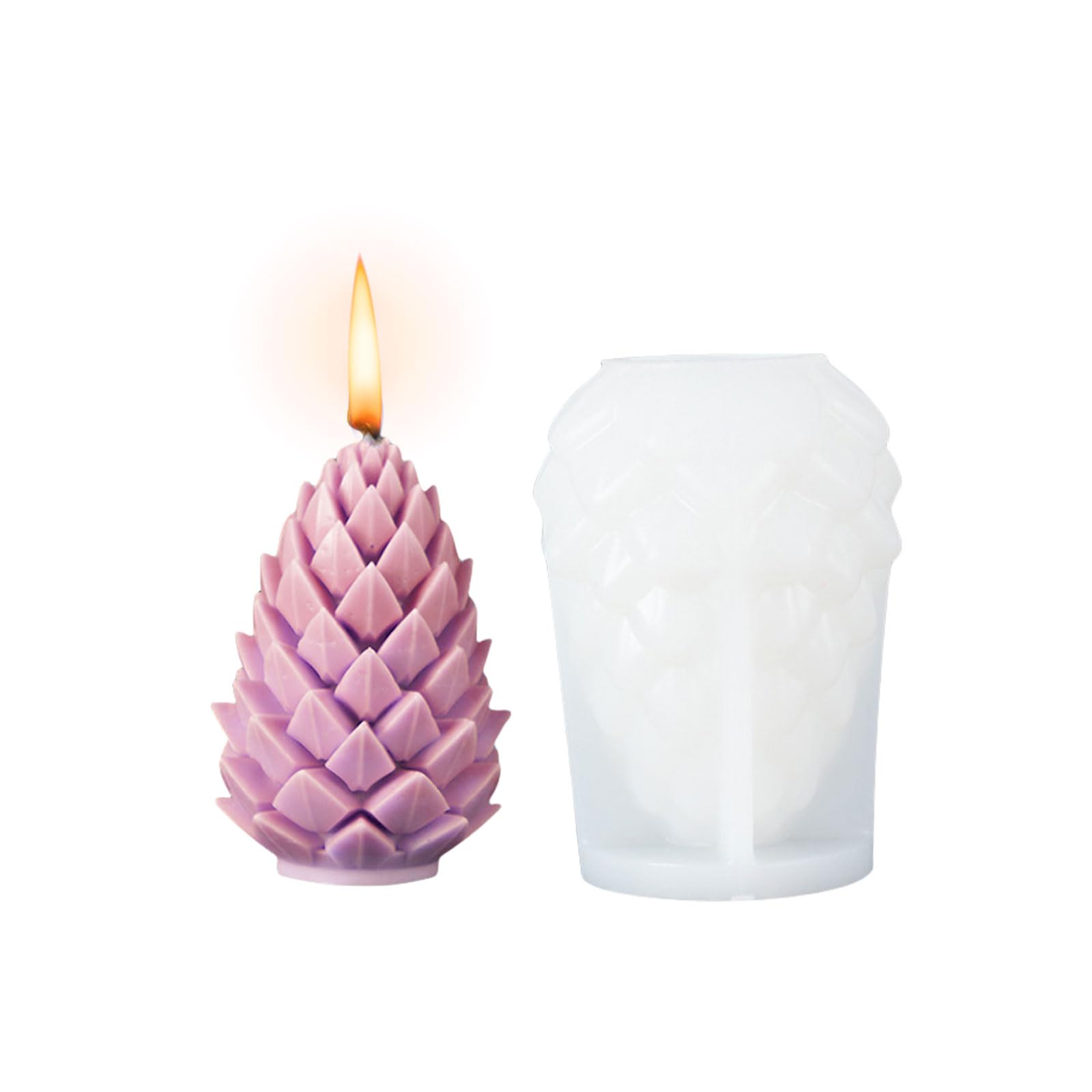 Christmas Pillar Candle Mould,1PC Reindeer Christmas Tree Cylinder Candle Moulds for Candle Making (D White Christmas Pinecone) — image 1