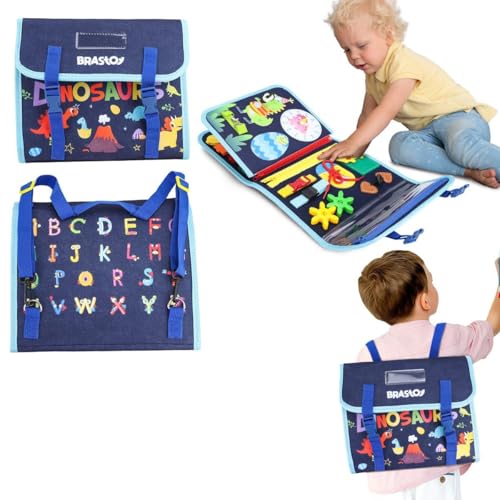 Brastoy Placa de Montessori Sensorial para Crianças Maleta Educativa Brinquedos (Mochila Azul)
