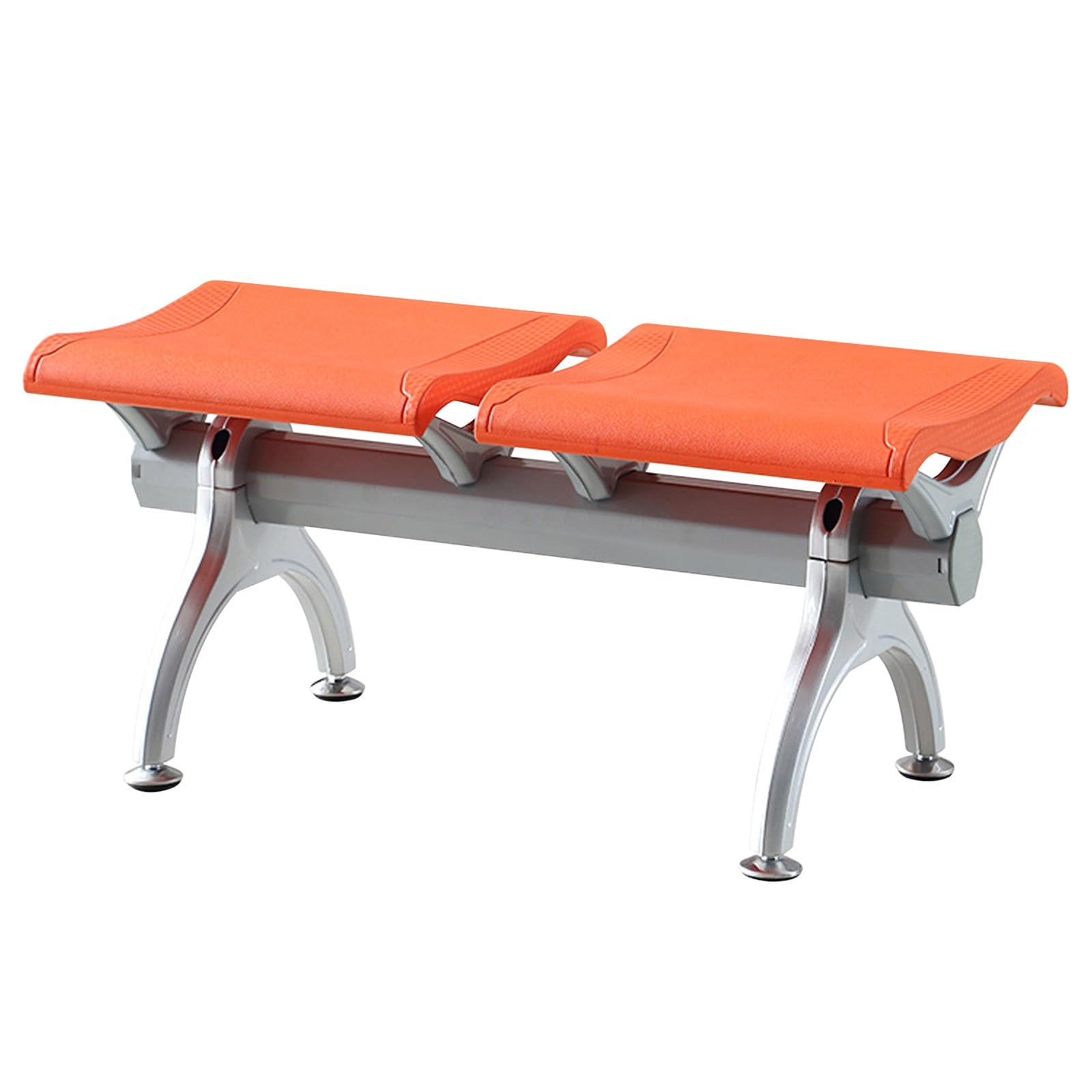 HCZKIUJY Curved Steel Two-Seater Waiting Room Bench, Armless Office Chair for Airports & Schools, Modern Seating Solution for Reception Areas & Lounges