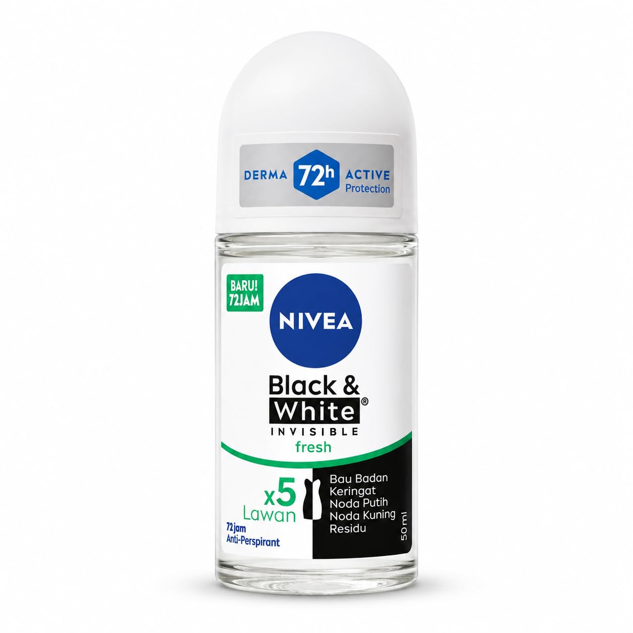 Nivea Black & White Invisible Fresh Anti-Perspirant Roll On 50ml | 5 in 1 Protection with 72H Sweat & Odor Control | Anti Stain Deodorant for Women-image-10