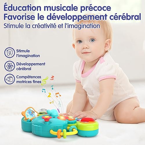 HOLA Jouet Bebe 6 Mois Piano Enfant éléphant, Jouets Musicaux Bébé pour 6 9 12 Mois Naissance Fille Garçons, Jeux Bebe Multifonction Cadeau Fille Garçons pour Enfant 1 an – Image 5