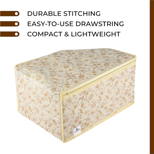 Image of Urbane Home Blouse Cover | Clothes Storage Bag | Zipper Wardrobe Organizers | Non-Woven Clothes Organiser | Side Transparent Blouse Organizer | Leaf-Design | Pack of 6 | Cream