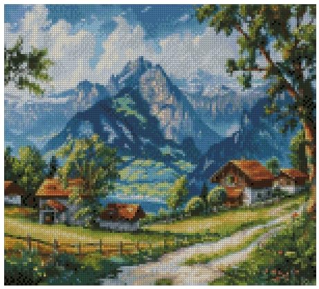Kit broderie point de croix paysage vert Go Hiking idée cadeau créatif en coton