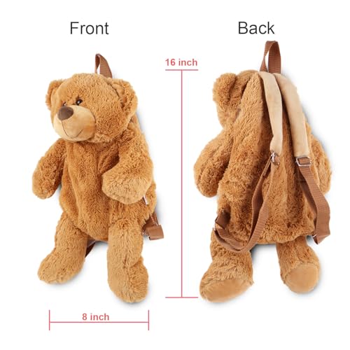 Image of Women Animal Teddy Bear Plush Backpack with Adjustable Straps (brown Bear)