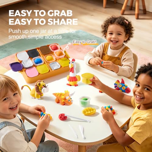 Image of Jar Melo Air Dry Clay for Kids 12 Colors Modeling Clay Kit with Storage Box