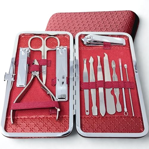 COLORBIRD ネイルケアセット 爪切り ネイルケア 爪やすり 甘皮処理 眉毛 ハサミ 毛抜き 耳かき ラグジュアリー (12ガーネット)