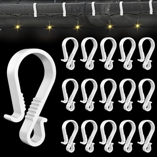 Dalugo Gutter Clips for Christmas Lights 40 Pcs White Plastic S Gutter Hooks for Hanging Outdoor Lights Icicle Christmas Light Christmas Tree Decorations