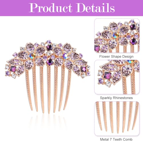 Image of Hair Clips 7 Claws Hair Clamp Non-slip Comb Rhinestone Hairpins Pearls Design Women Hair Clips Rhinestone Hair Clip Gift for Women Ladies Gift