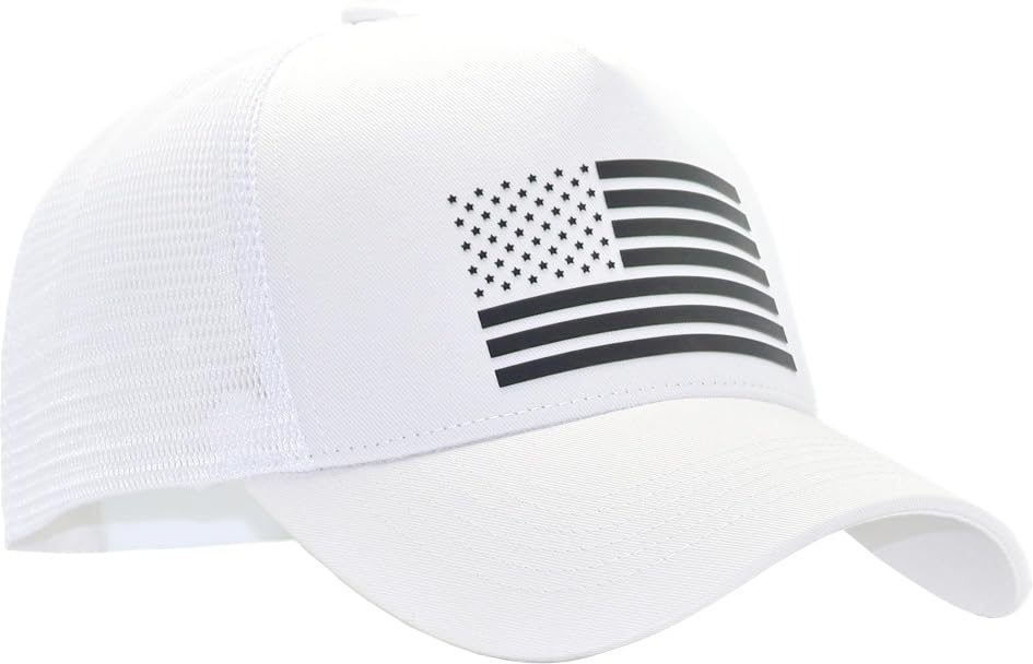 Image of USA Flag Snapback Hat Fits One Size&XXL /3XL - Mens Mesh Trucker Ball Hats - US 250th Anniversary Veterans Memorial Day Gifts