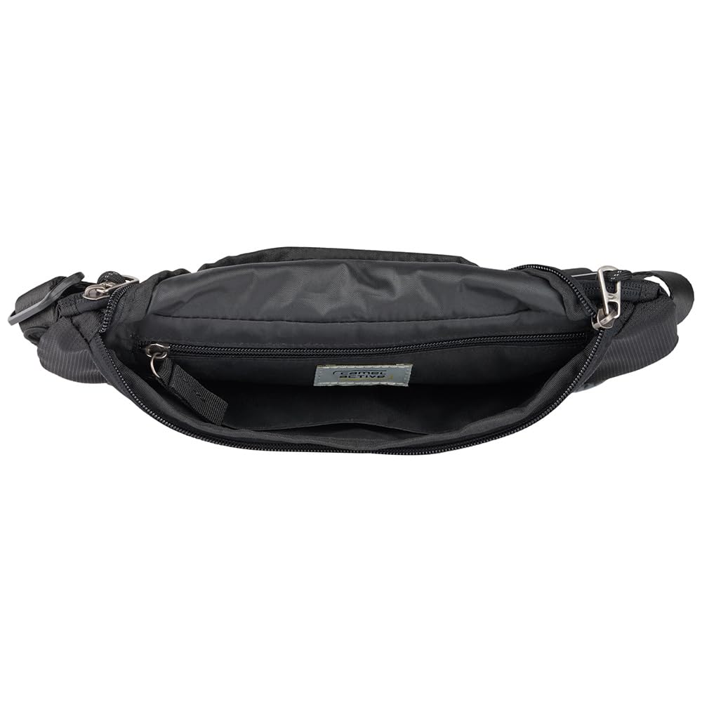 camel active Herren Connect Bauchtasche mit reflektierenden Details Schwarz, S, Menswear-S