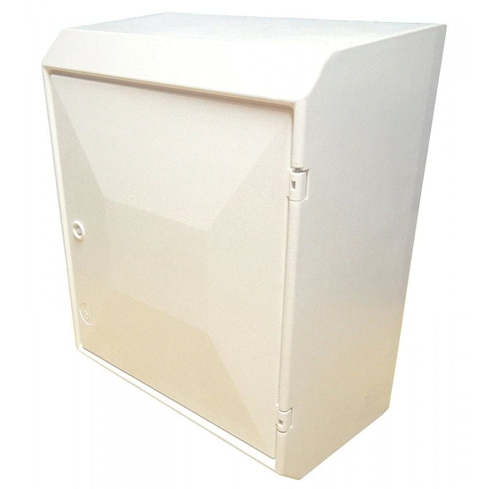 Continental Tricel MK2 Electric Meter Box, White, Water Resistant, Surface Mounted, 503mm x 408mm x 236mm, Complete with Timber Backboard, Hinges, Lock and Key