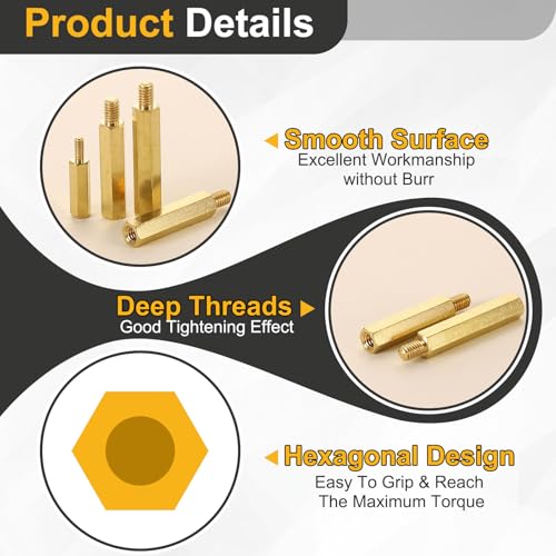 Image of uxcell 15Pcs Male to Female Thread Spacer Screws, M2.5 x 20mm + 6mm Brass Hex Standoff Screws PCB Motherboard for Drone Quadcopter, Computer and Circuit Board