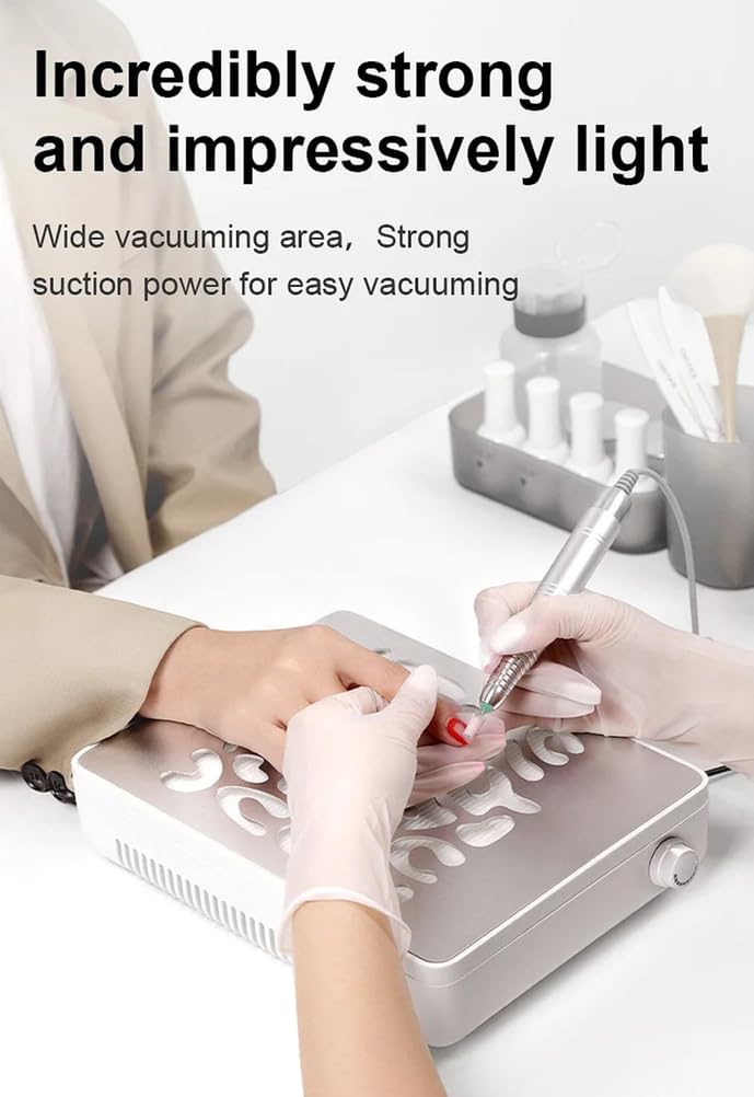 Professional Nail Dust Collector, Vacuum Fan Dust Extractor, Powerful & Quiet Nail Tech Dust Suction Machine for Acrylic Gel Nail Polishing, High-End Nail Salon