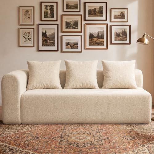 Image of Claiks 71 inch Left Armrest Boneless Sectional Loveseat Sofa, Beige