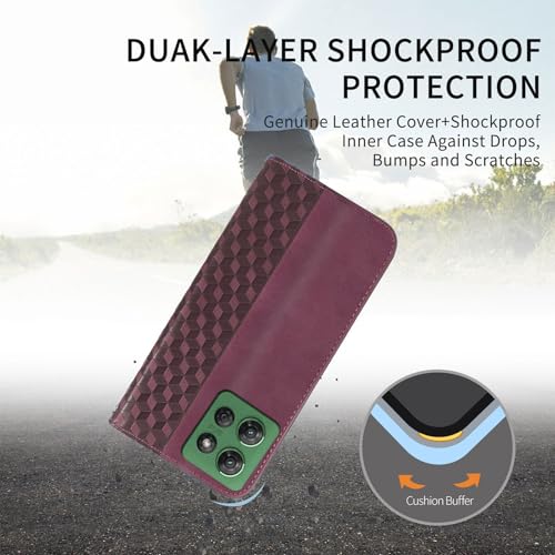 Image of Wallet Case for Motorola Moto G Power 2025 /Motorola Moto G Play 2025 6.6 inch - PU Leather Flip Cover with Card Holder Slots, Strong Magnetic Folio Kickstand Phone Case, Wine Red
