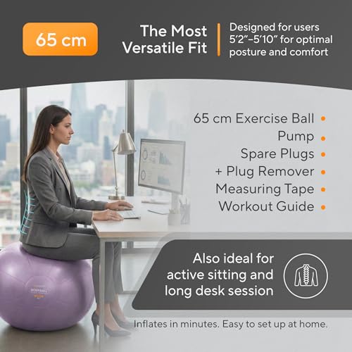 MANTRA SPORTS Exercise Ball – Yoga Ball for Pilates & Fitness - Birthing for Pregnancy, Stability, Core, Balance, Therapy for Physical Rehab, Workout for Home Gym & Office Chair, Fast Pump Included by MANTRA SPORTS - Used condition - Image 6