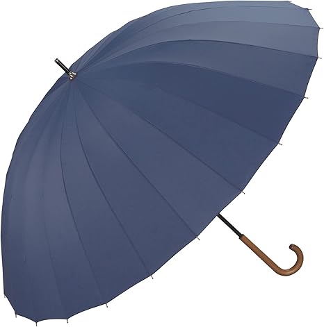 Amazon Co Jp Wpc 24本骨アンブレラ ネイビー 65cm 大きい 和傘風 グラスファイバー メンズ レディース 長傘 Rws 207 Lu ファッション