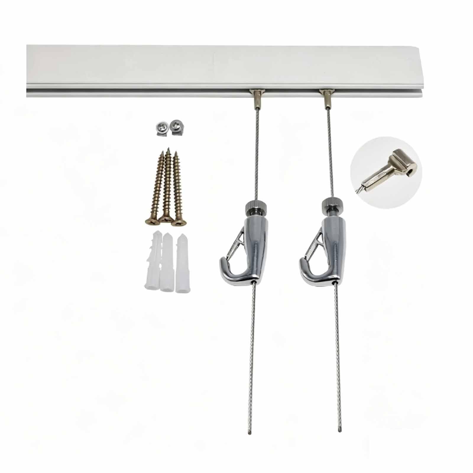 Picture Hanger Tool, Picture Rail Hanging System with 2 Cords and 2 Hooks, Adjustable Gallery Art Hanging System for Photos Paintings(200cm)