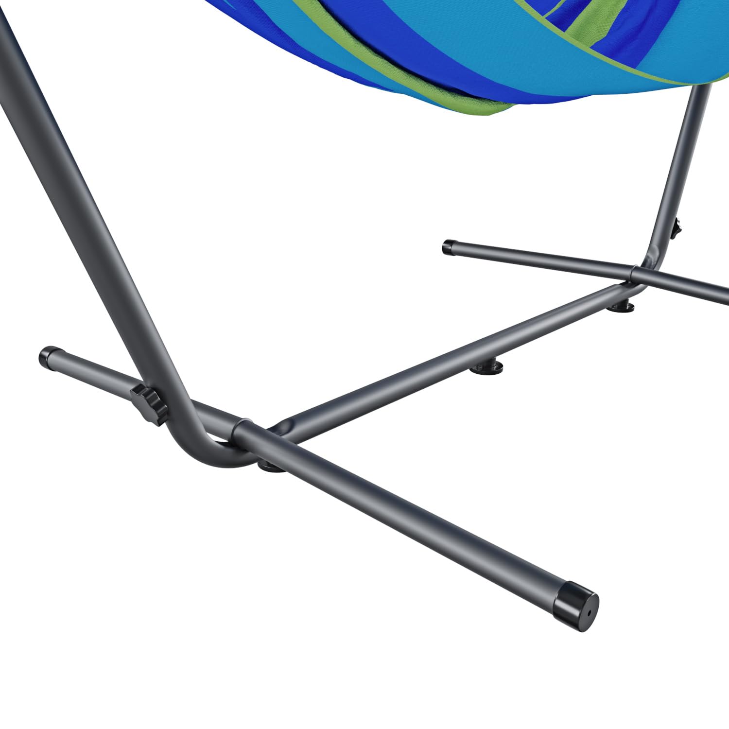 BRICOZONE Amaca con Supporto Brasiliana Tessuto Cotone 250 cm Portata 200 kg Autoportante Struttura di sostegno in Acciaio Borsa Custodia Trasporto Inclusa Spiaggia Campeggio Terrazzo Balcone (Blu)